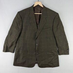 Canali Cashmere Blazer Mens 60L Brown Windowpane Plaid 2-Button Sport Coat Italy